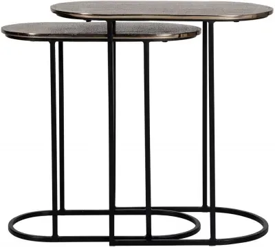 Chandon Set of 2 Oval Side Tables - Champagne Gold, Aluminium image