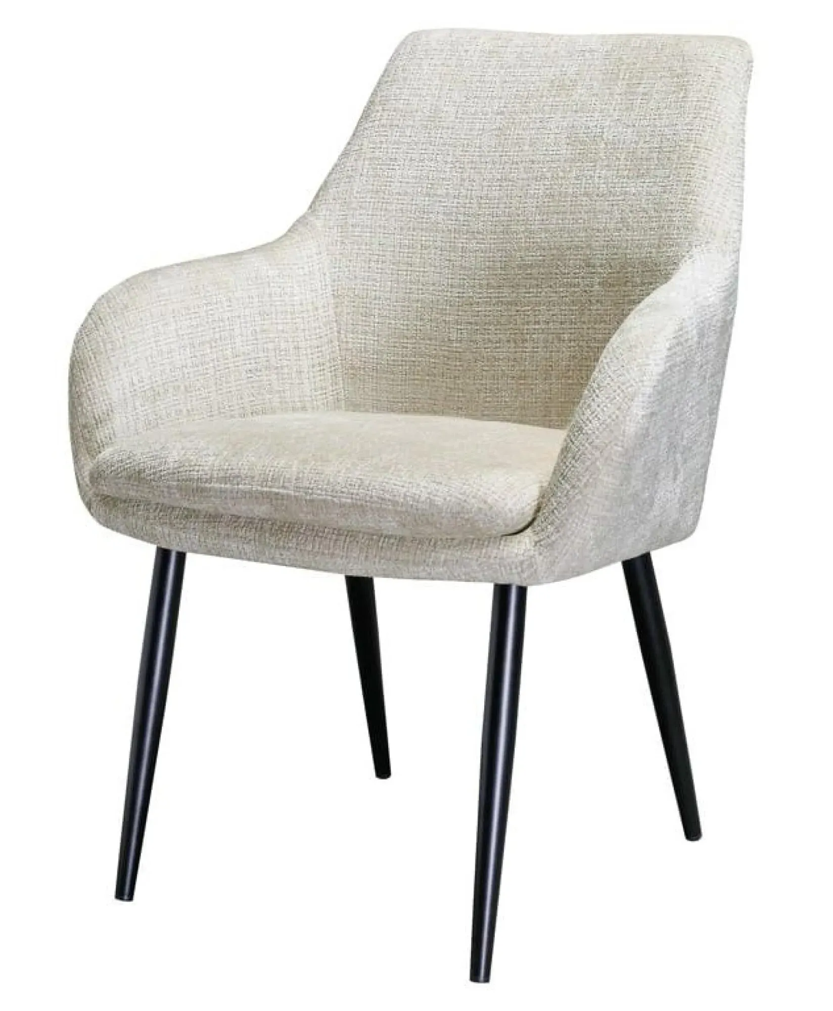 Chrissy Dining Armchair with Black Legs - Beige, Chenille
