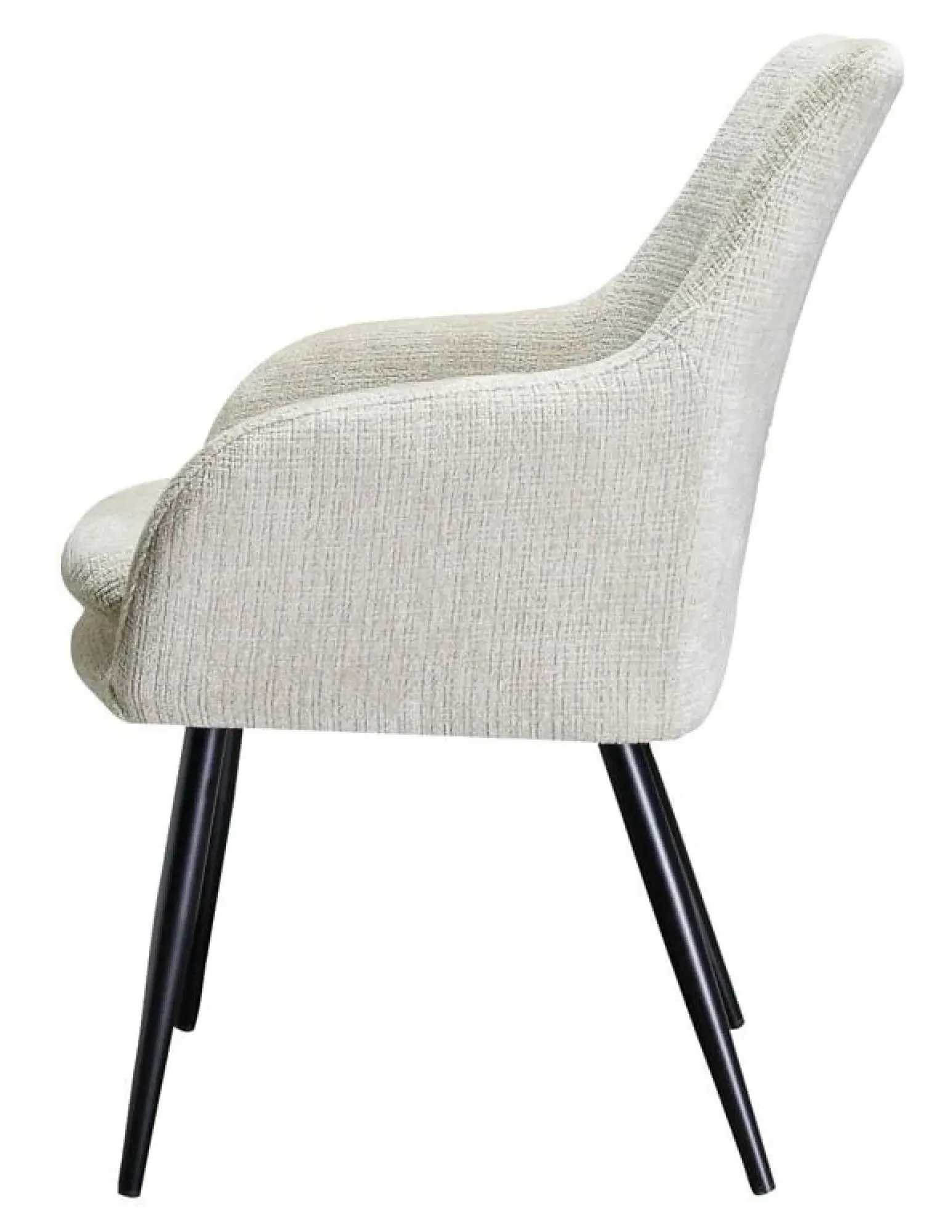 Chrissy Dining Armchair with Black Legs - Beige, Chenille