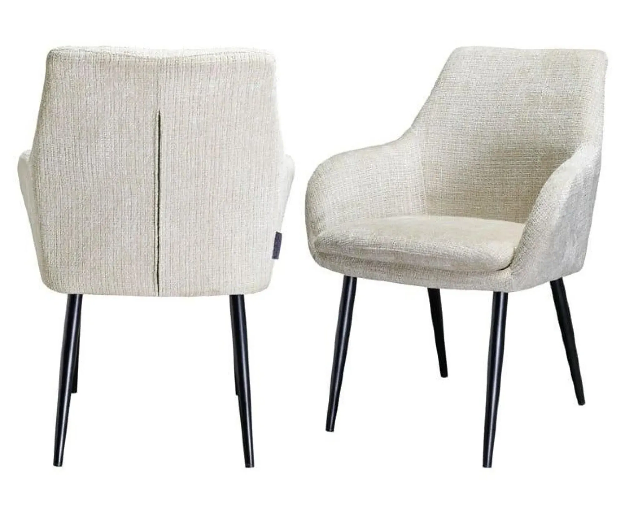 Chrissy Dining Armchair with Black Legs - Beige, Chenille