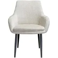 Chrissy Dining Armchair with Black Legs - Beige, Chenille
