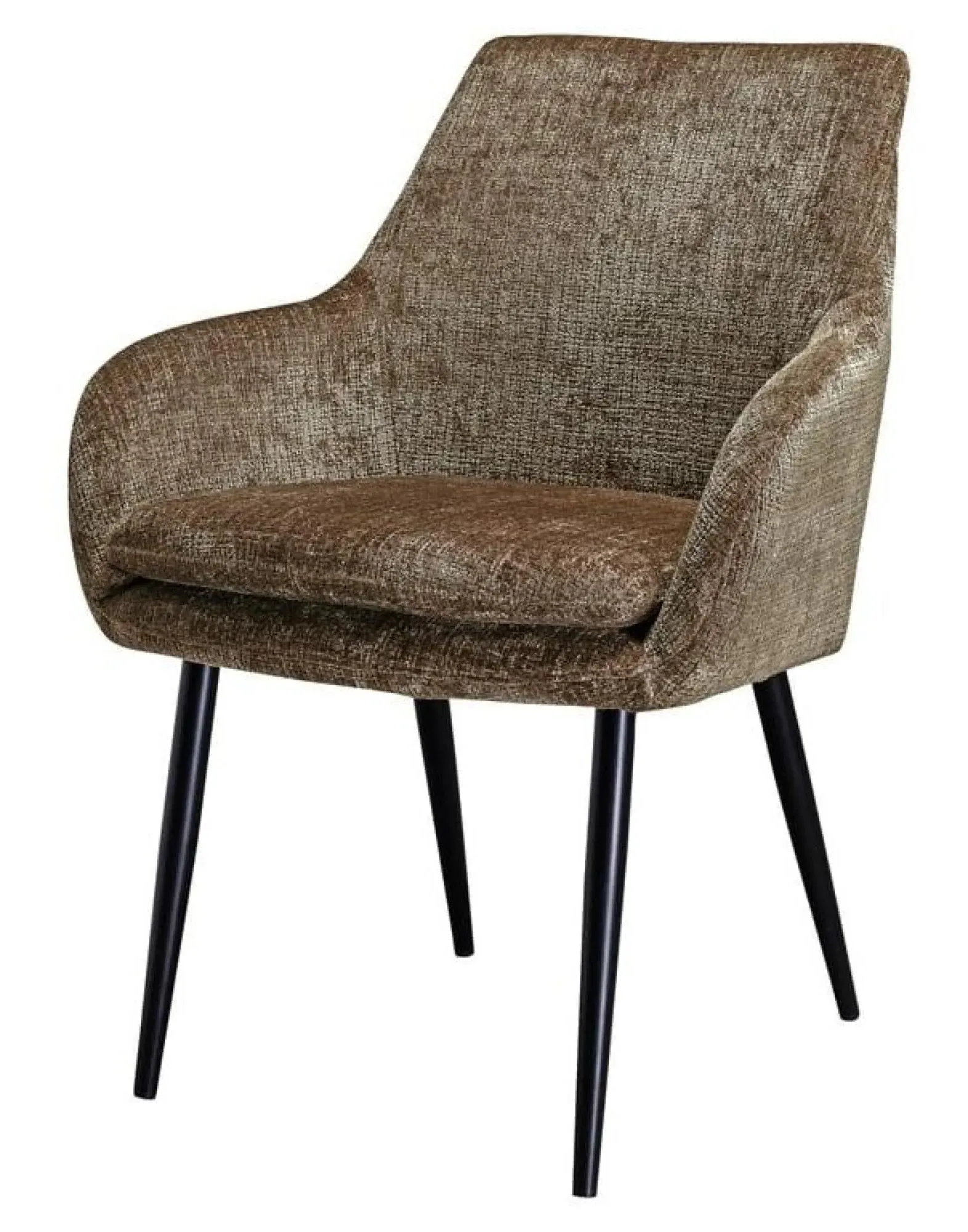 Chrissy Dining Armchair with Black Legs - Stone, Chenille