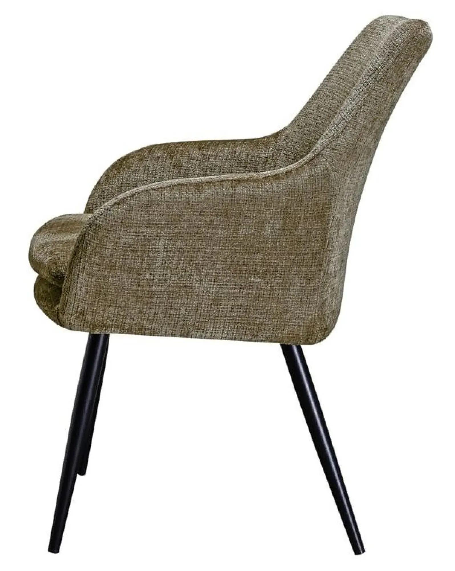 Chrissy Dining Armchair with Black Legs - Stone, Chenille