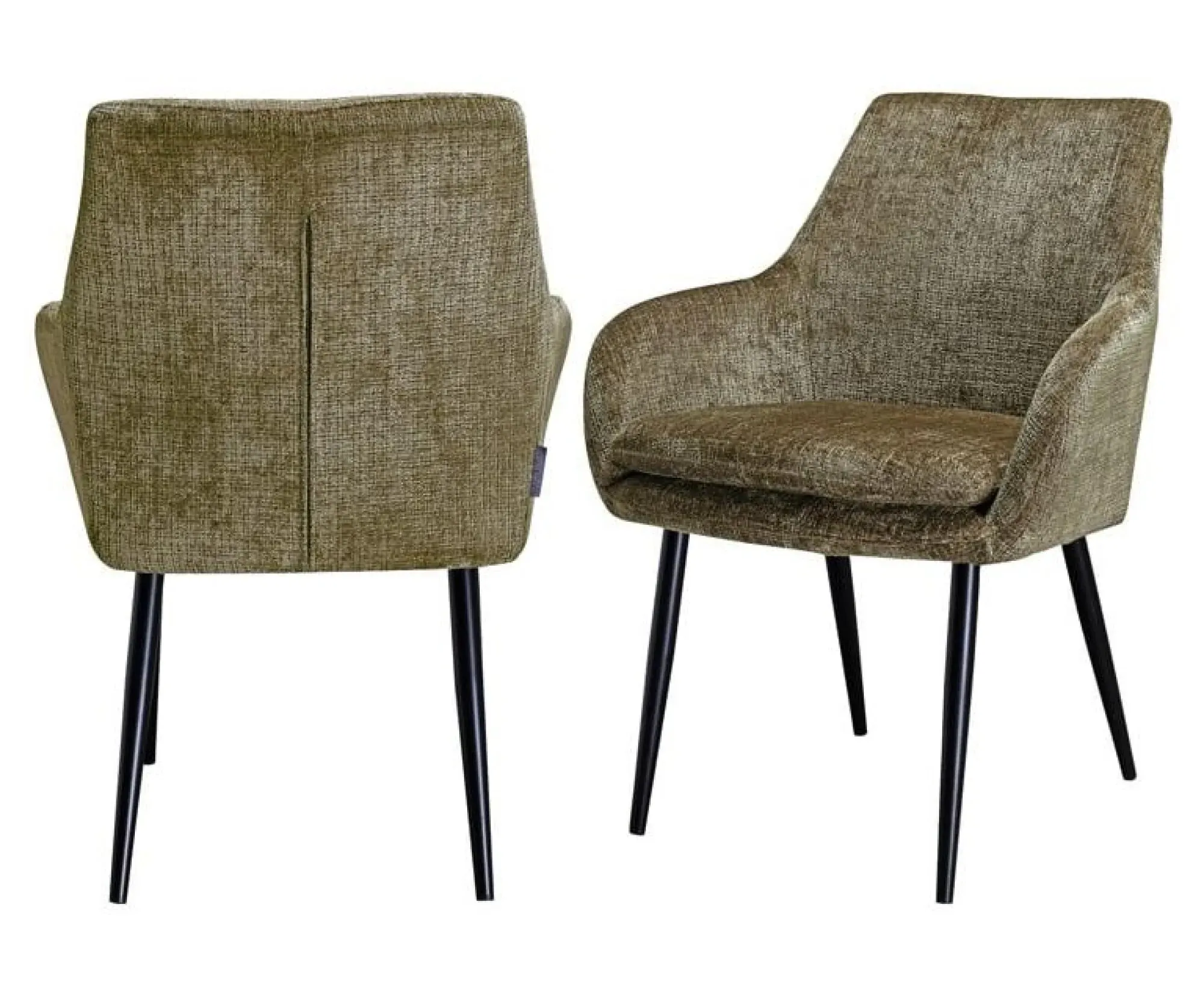 Chrissy Dining Armchair with Black Legs - Stone, Chenille