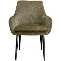 Chrissy Dining Armchair with Black Legs - Stone, Chenille