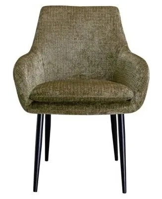 Chrissy Dining Armchair with Black Legs - Stone, Chenille