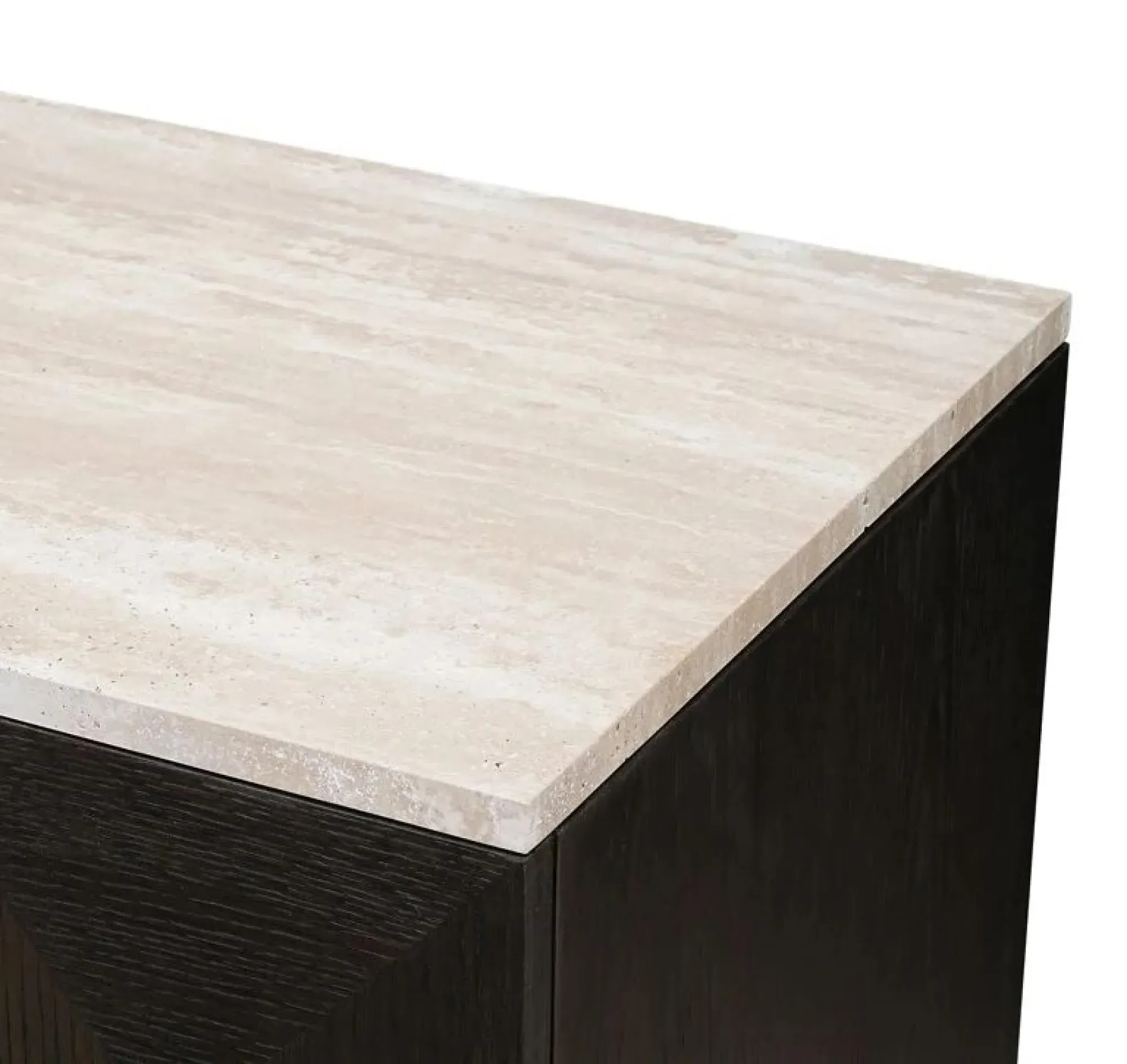 Claremont 2 Door Geometric Cabinet with Travertine Top - Brown