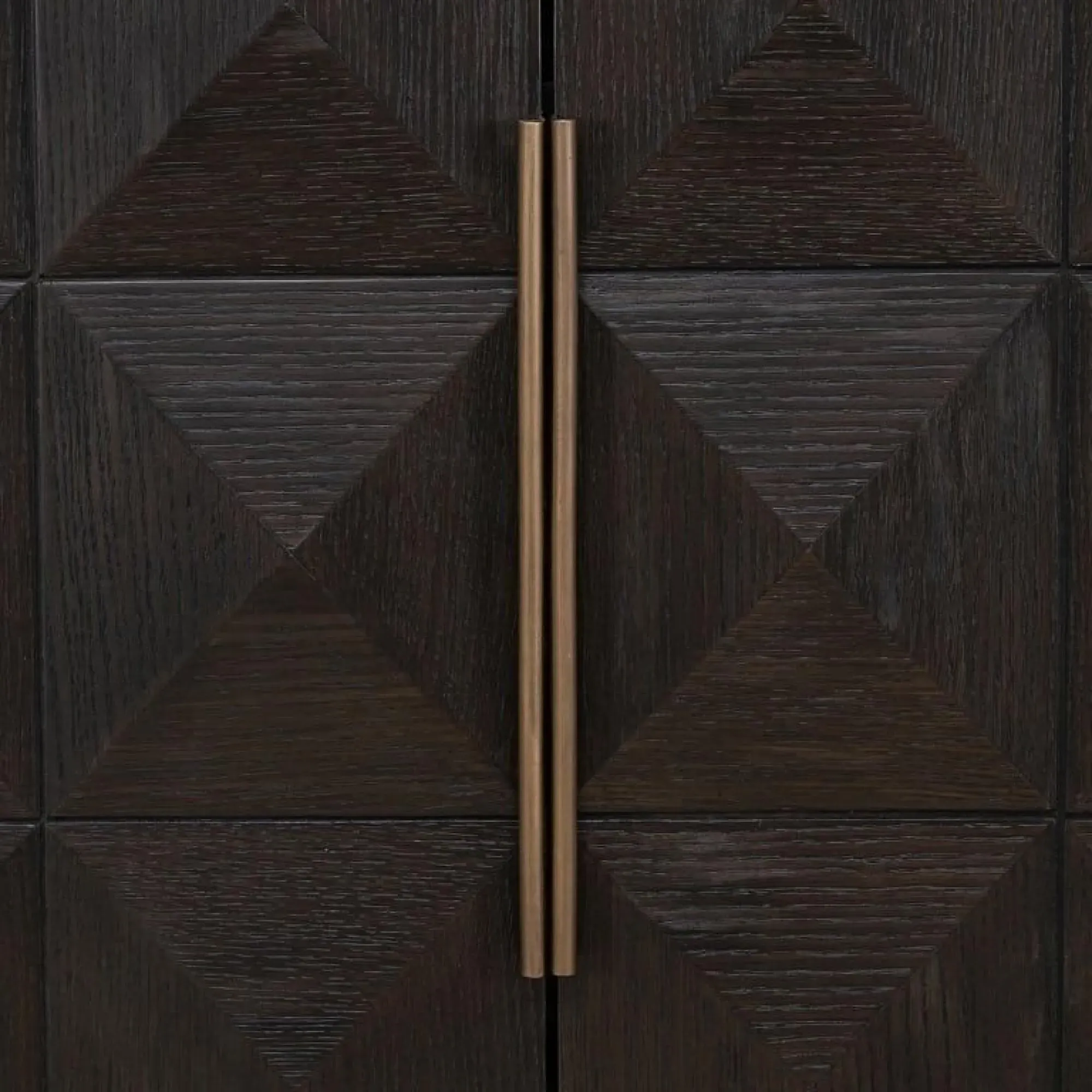 Claremont 2 Door Geometric Cabinet with Travertine Top - Brown