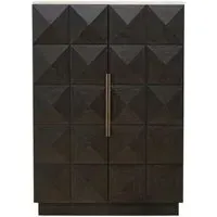 Claremont 2 Door Geometric Cabinet with Travertine Top - Brown