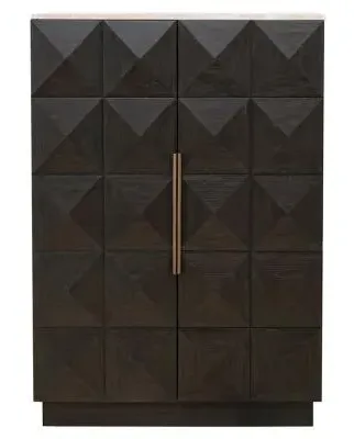 Claremont 2 Door Geometric Cabinet with Travertine Top - Brown
