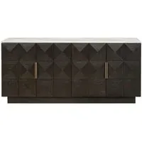 Claremont 4 Door Sideboard with Travertine Top - Brown