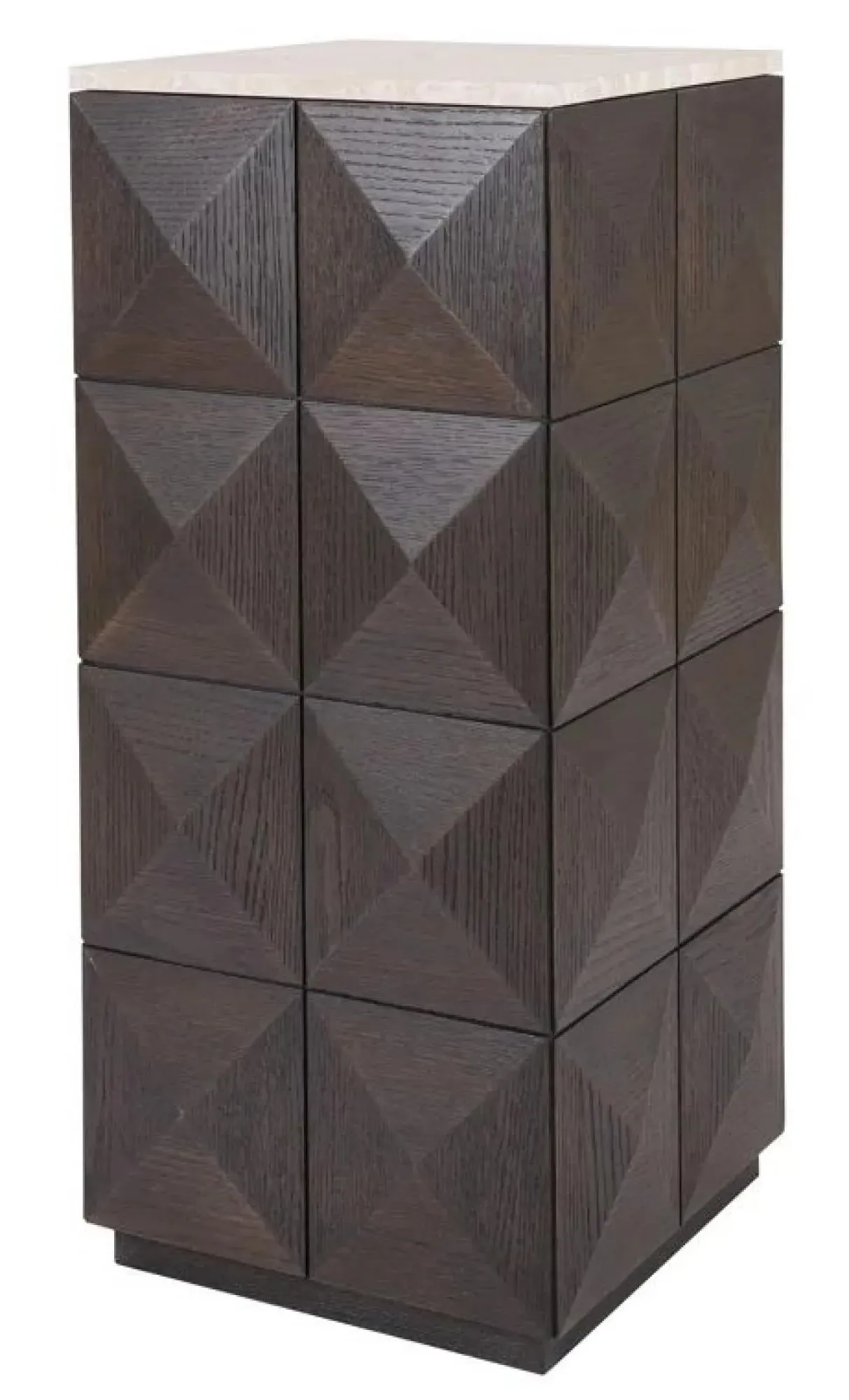 Claremont Geometric Pillar with Travertine Top - Brown