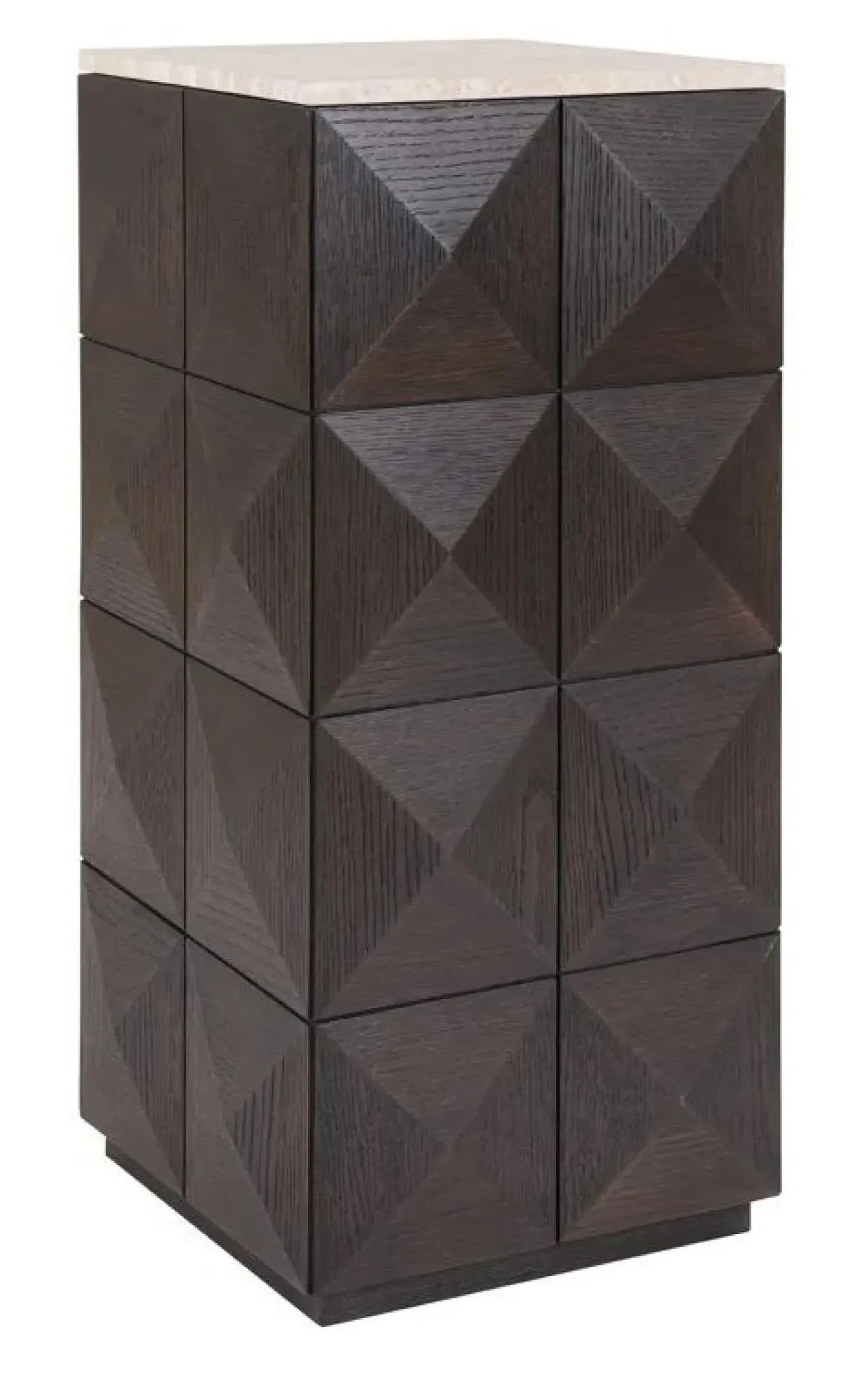 Claremont Geometric Pillar with Travertine Top - Brown