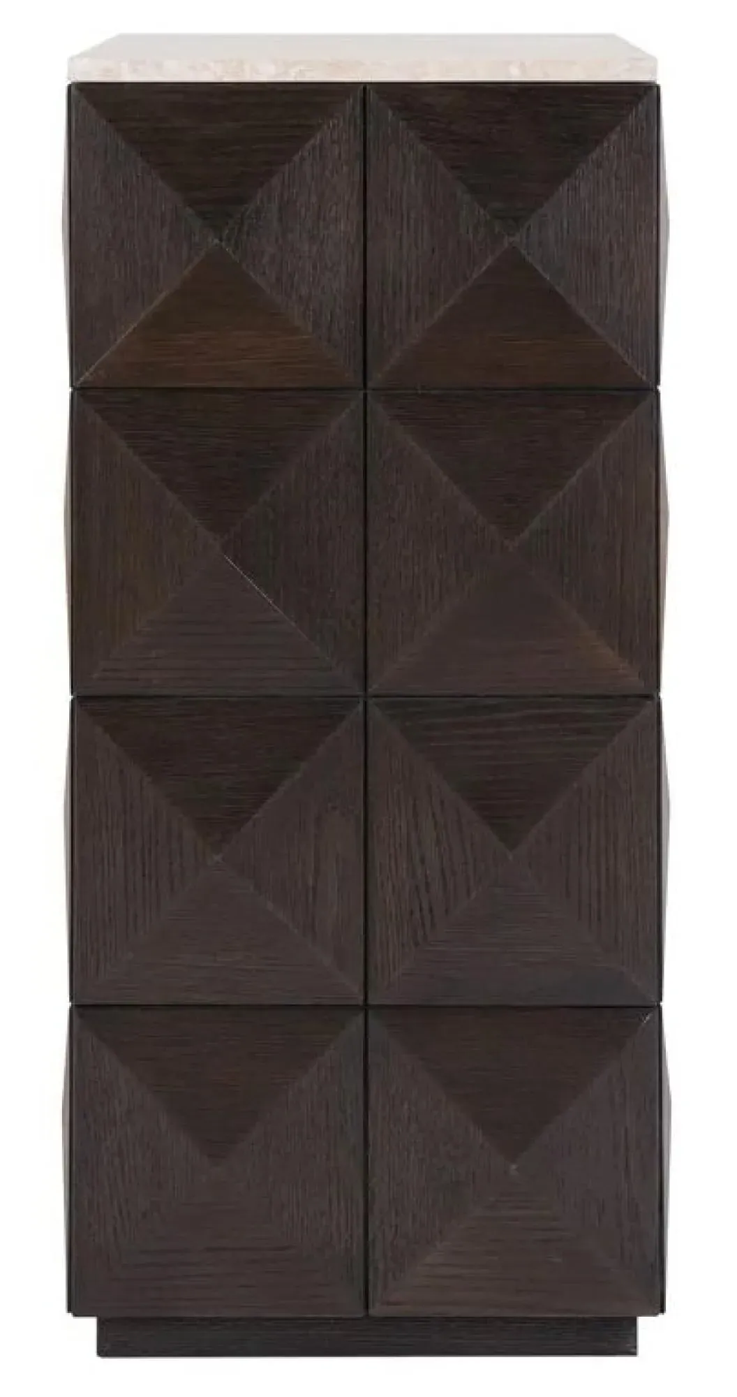 Claremont Geometric Pillar with Travertine Top - Brown
