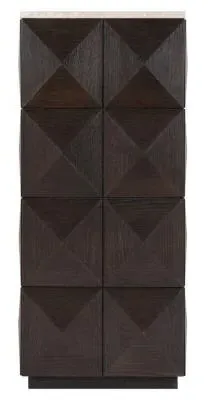 Claremont Geometric Pillar with Travertine Top - Brown image