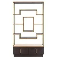 Claremont Geometric Shelving Unit with Travertine Top - Brown