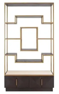 Claremont Geometric Shelving Unit with Travertine Top - Brown