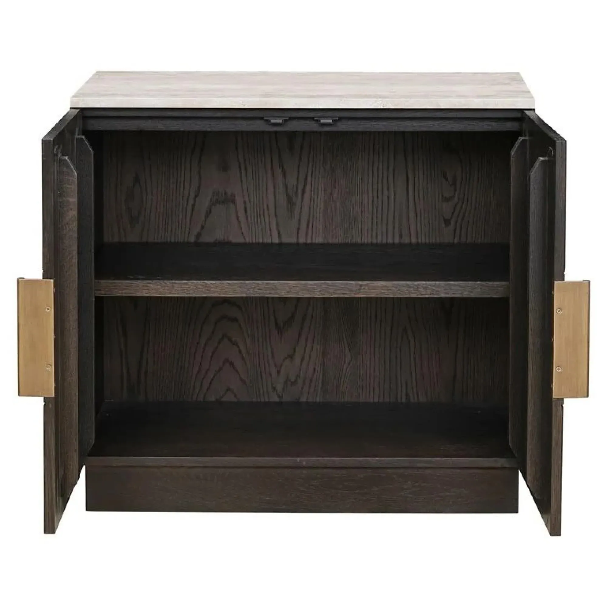 Claremont Small 2 Door Geometric Sideboard with Travertine Top - Brown