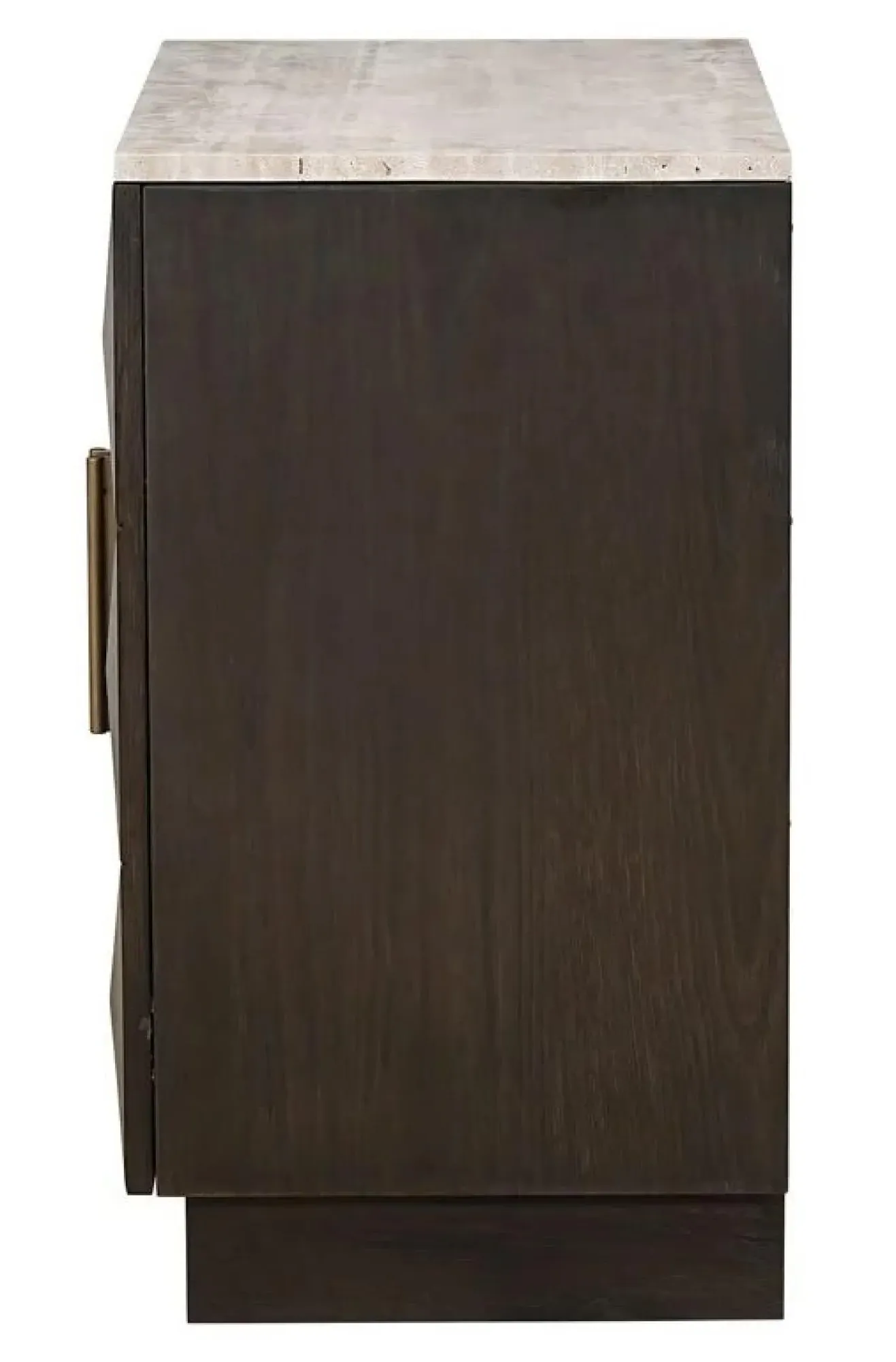 Claremont Small 2 Door Geometric Sideboard with Travertine Top - Brown