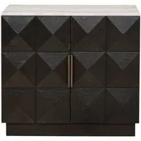 Claremont Small 2 Door Geometric Sideboard with Travertine Top - Brown