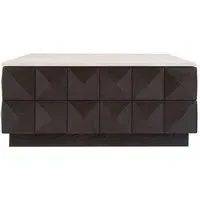 Claremont Square Geometric Coffee Table with Travertine Top - Brown