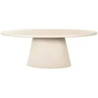 Clayton 10 Seater Oval Pedestal Dining Table - Beige, Lime Plaster