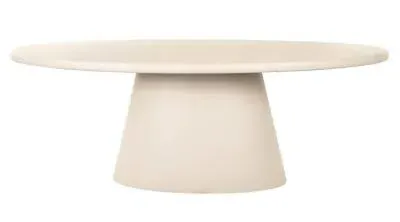 Clayton 10 Seater Oval Pedestal Dining Table - Beige, Lime Plaster