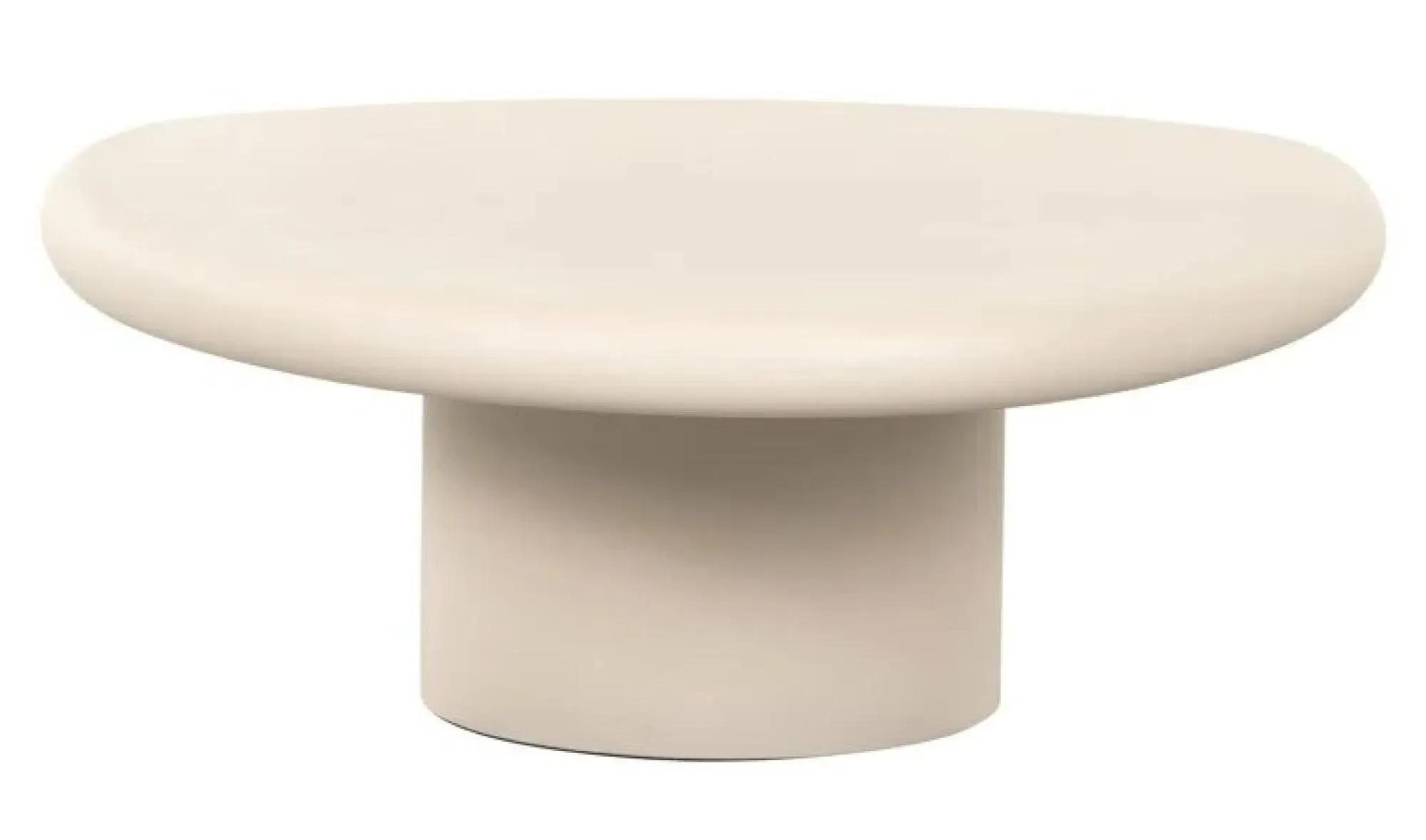 Clayton Curved Coffee Table - Beige, Lime Plaster