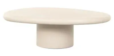 Clayton Curved Coffee Table - Beige, Lime Plaster