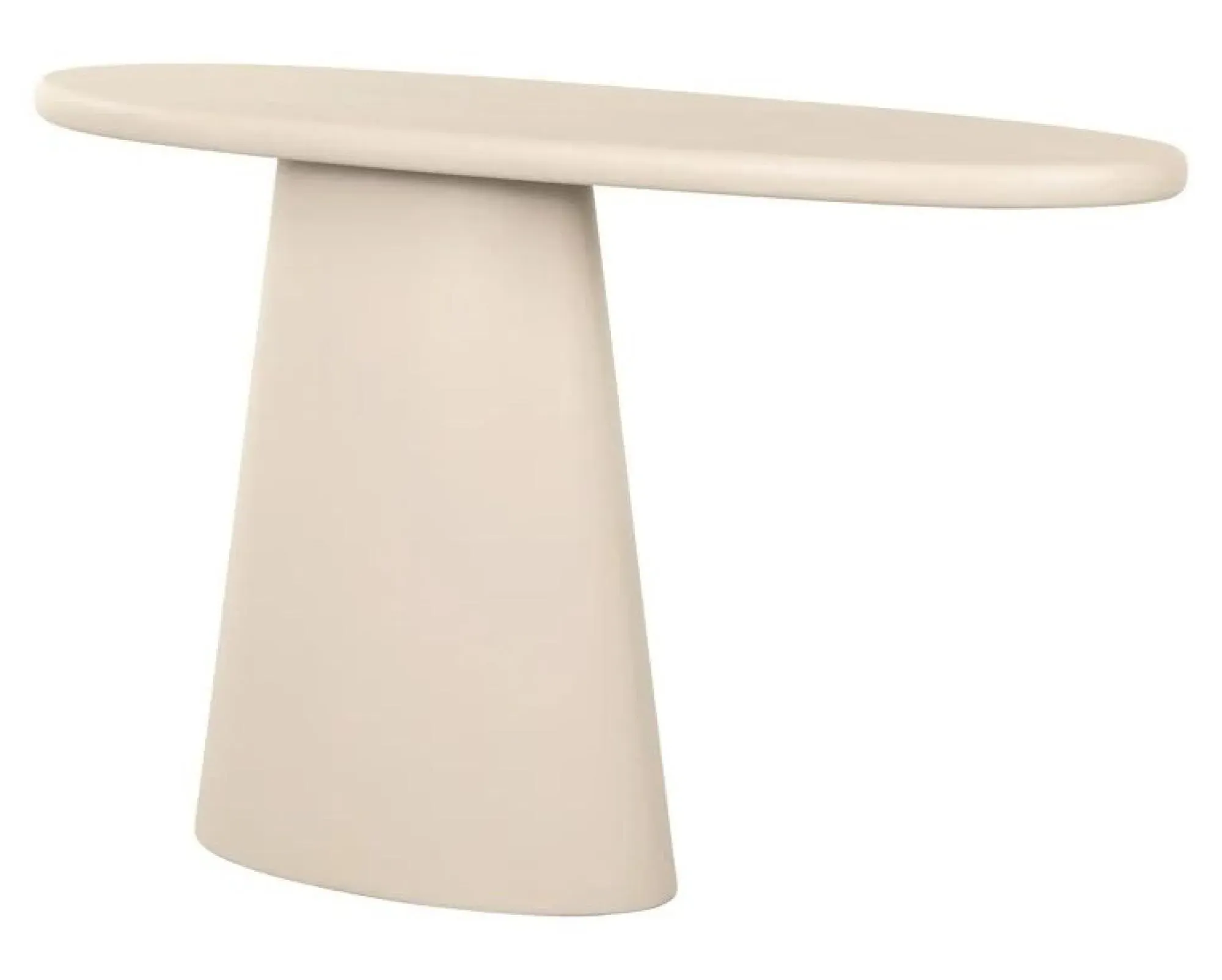 Clayton Curved Console Table - Beige, Lime Plaster