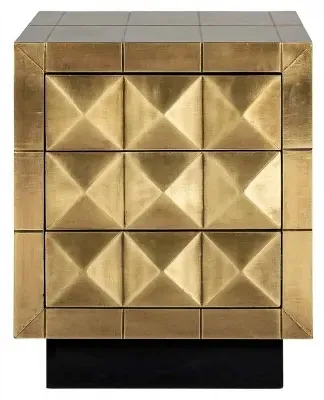 Collada 3 Drawer Bedside Cabinet - Brushed Gold, Brass