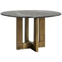 Collada 4-Seater Round Pedestal Dining Table - Black, Marble