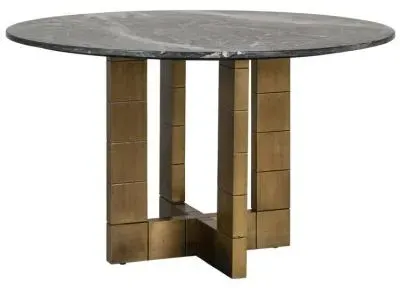 Collada 4-Seater Round Pedestal Dining Table - Black, Marble