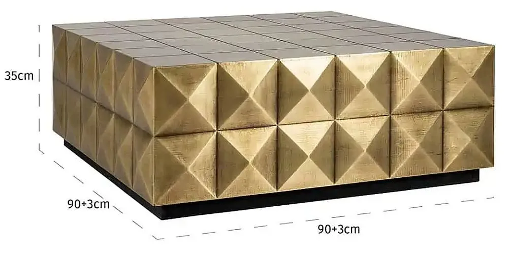 Collada Square Coffee Table - Brushed Gold, Brass