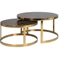 Conrad 2 Tier Round Coffee Table - Brown, Marble
