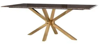 Conrad 8 Seater Dining Table with Spider Legs - Brown, Marble