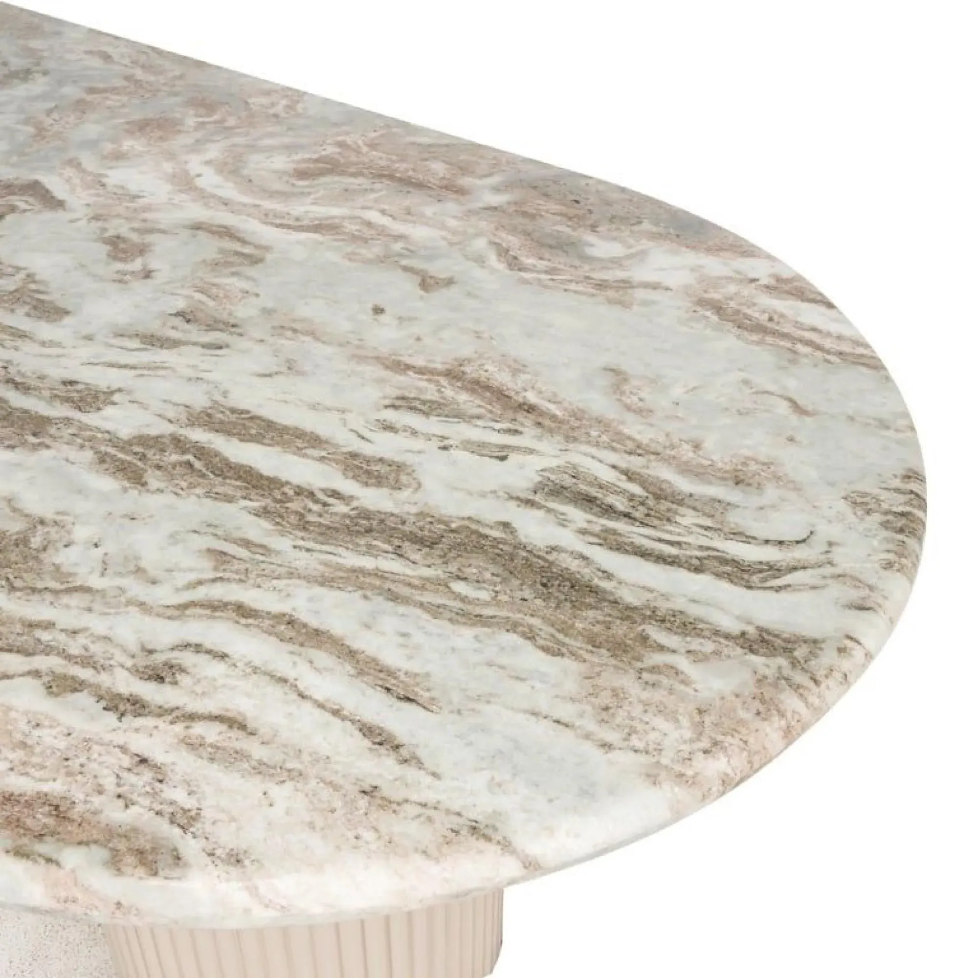 Coronel 10 Seater Dining Table with Fluted Pedestal - Beige, Marble