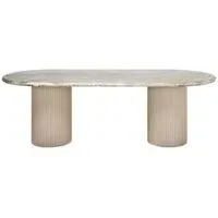 Coronel 10 Seater Dining Table with Fluted Pedestal - Beige, Marble