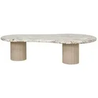 Coronel Coffee Table with Fluted Base - Beige, Marble