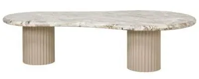 Coronel Coffee Table with Fluted Base - Beige, Marble