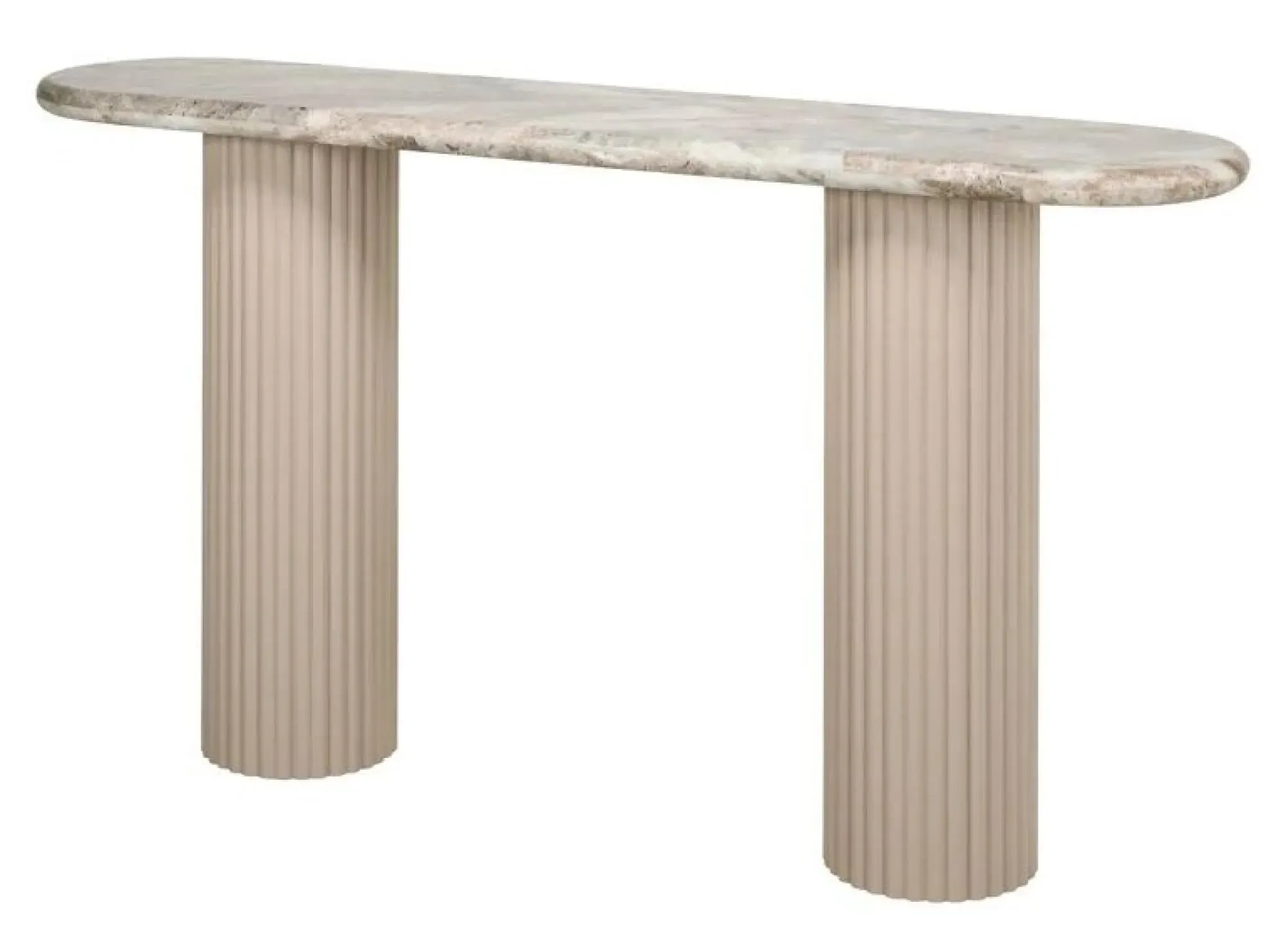 Coronel Curved Console Table with Fluted Base - Beige