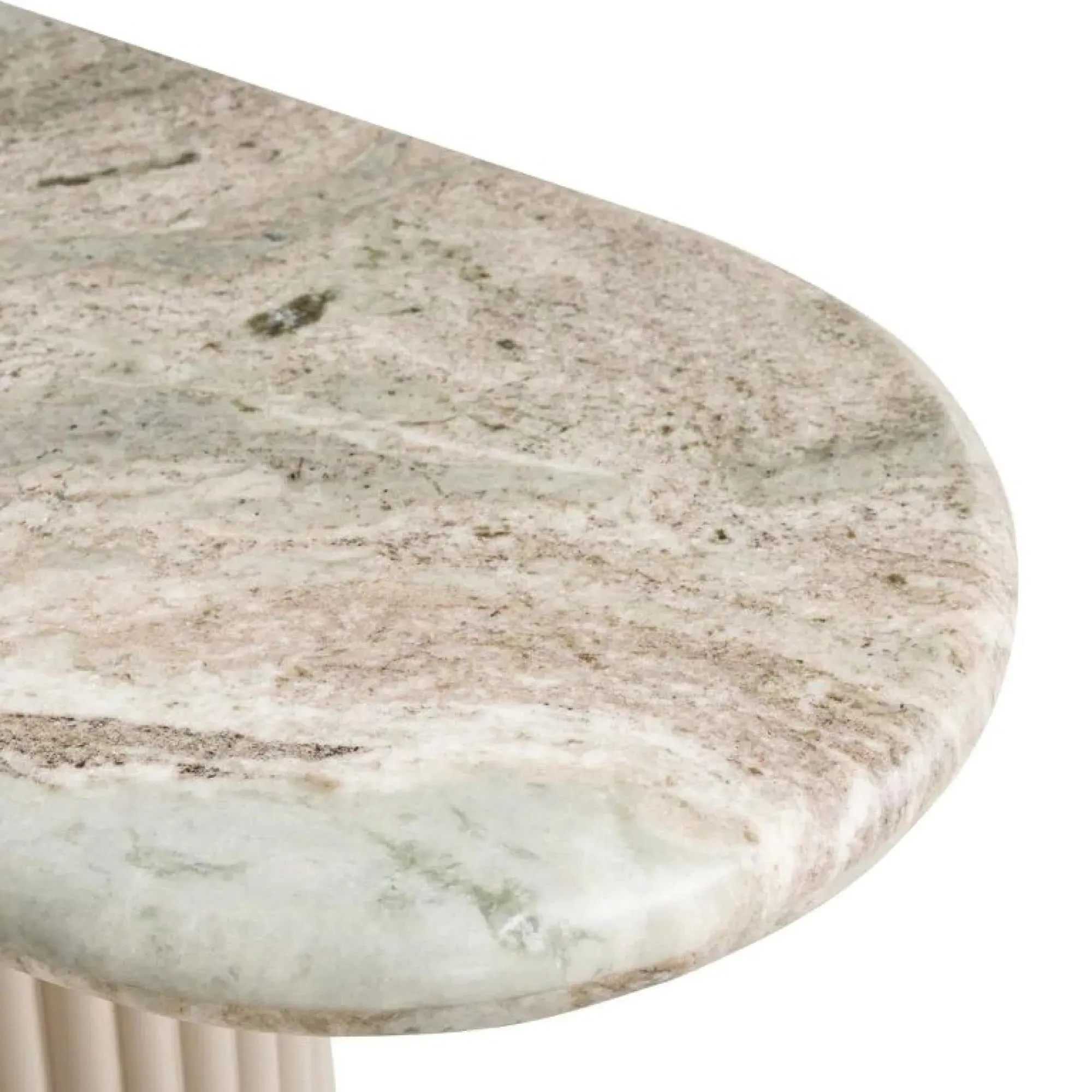 Coronel Curved Console Table with Fluted Base - Beige