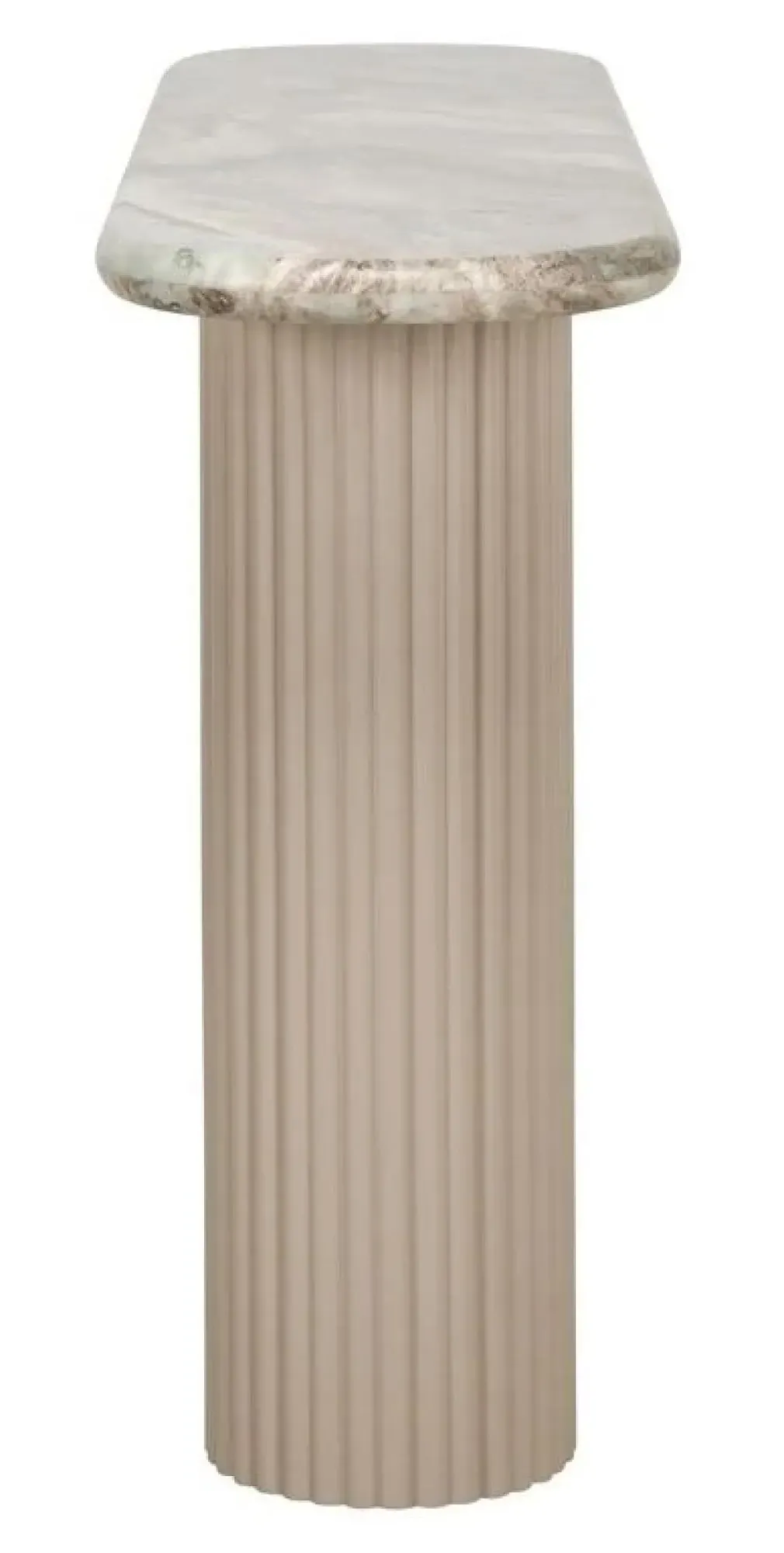 Coronel Curved Console Table with Fluted Base - Beige