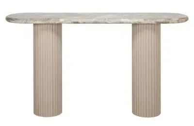 Coronel Curved Console Table with Fluted Base - Beige