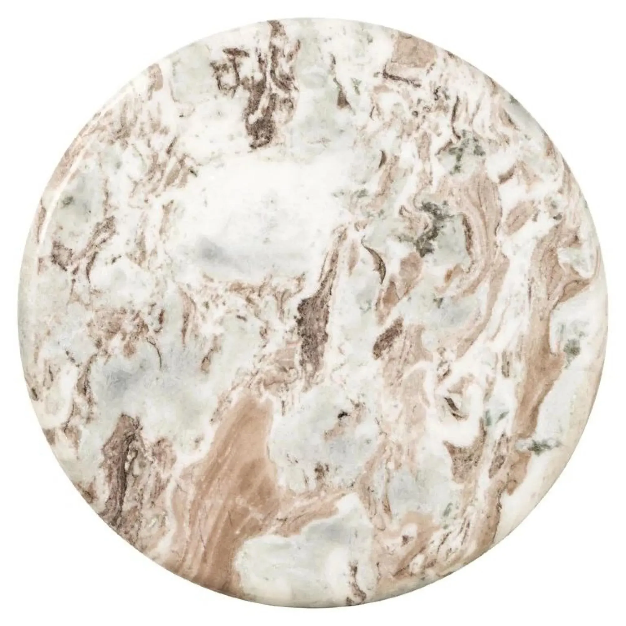 Coronel Round End Table with Fluted Base - Beige, Marble