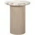 Coronel Round End Table with Fluted Base - Beige, Marble