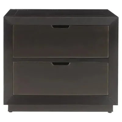 Dante 2 Drawer Bedside Cabinet - Brown, Dark Wood image