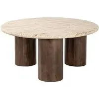 Douglas Round Coffee Table - Beige, Travertine