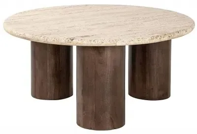 Douglas Round Coffee Table - Beige, Travertine image