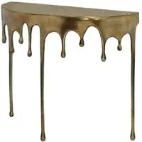Drops Half Moon Console Table - Gold